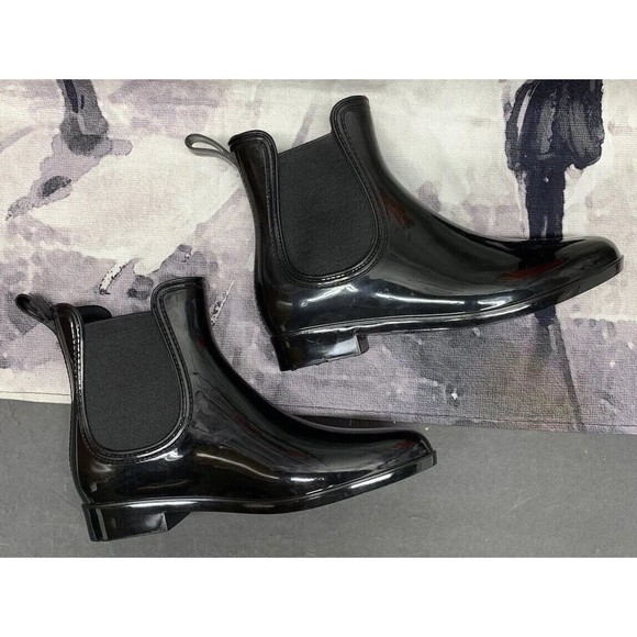 INC Womens Raelynn Rain Boots 9 Black Vinyl Ankle Wet Weather Pull On 6865 - Picture 10 of 13